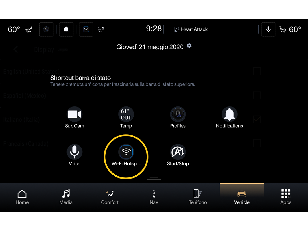 Maserati Wi-Fi Selection